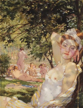 Nacktheit Werke - Baden in der Sonne Konstantin Somov Impressionismus nackt